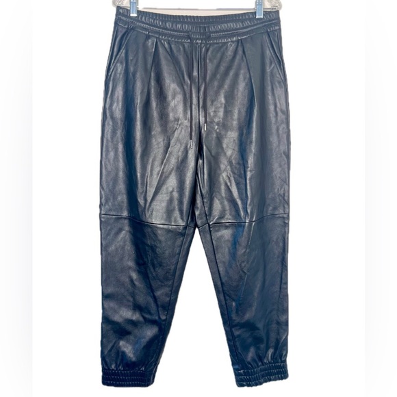 Halston Faux Leather  joggers pull on drawstring pockets M
#15 - Picture 1 of 8